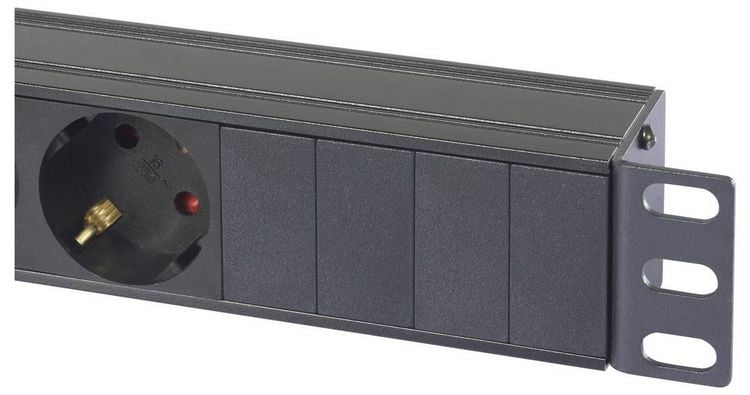 Produktbild: Sygonix SY-6736978 Steckdosenleiste 19 Zoll 6fach Schwarz Schutzkontakt 1St.
