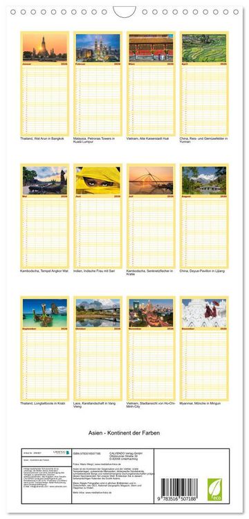 Produktbild: Familienplaner 2026 - Asien - Kontinent der Farben mit 5 Spalten (Wandkalender, 21 x 45 cm) CALVENDO
