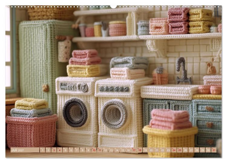 Produktbild: Amigurumi Wohnwelten. Textiles Interior Design mit Charme (hochwertiger Premium Wandkalender 2027 DIN A2 quer), Kunstdruck in Hochglanz