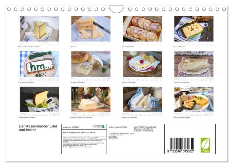 Produktbild: Der K&auml;sekalender Edel und lecker (Wandkalender 2026 DIN A4 quer), CALVENDO Monatskalender