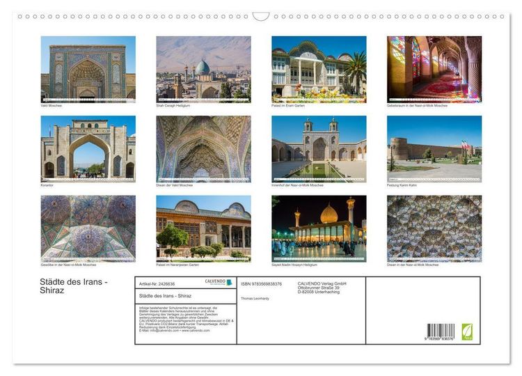 Produktbild: St&auml;dte des Irans - Shiraz (Wandkalender 2027 DIN A2 quer), CALVENDO Monatskalender