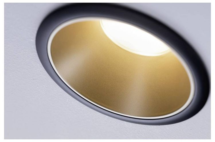 Produktbild: Paulmann Cole Coin 93404 Einbauleuchte 3er Set 2021 Energieeffizienzklasse: n.rel 6 W Warmwei&szlig; Schwarz, Gold