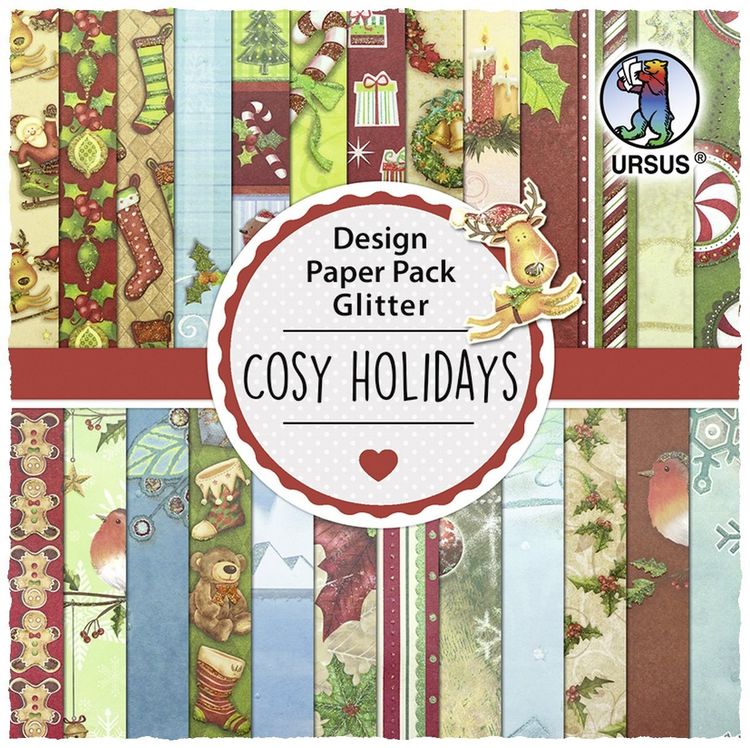 Produktbild: URSUS Spezialpapiere Design Paper Pack Glitter Cosy Holidays, 30 Blatt