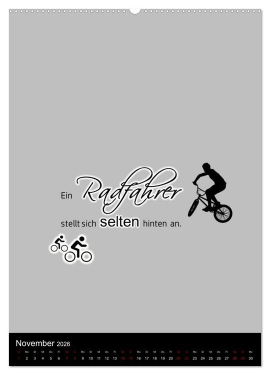 Produktbild: Markante, freche Spr&uuml;che rund ums Radfahren (hochwertiger Premium Wandkalender 2026 DIN A2 hoch), Kunstdruck in Hochglanz