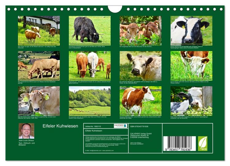 Produktbild: Eifeler Kuhwiesen (Wandkalender 2026 DIN A4 quer), CALVENDO Monatskalender