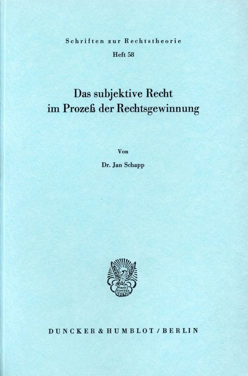 Produktbild: Das subjektive Recht im Proze&szlig; der Rechtsgewinnung.