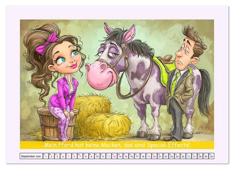 Produktbild: Frauen und Pferde. Lustige Cartoons und witzige Spr&uuml;che (Wandkalender 2026 DIN A3 quer), CALVENDO Monatskalender
