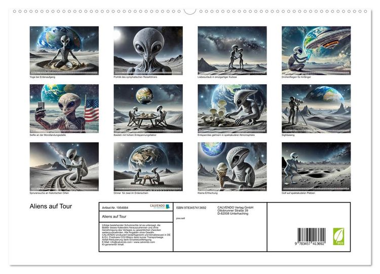 Produktbild: Aliens auf Tour (hochwertiger Premium Wandkalender 2026 DIN A2 quer), Kunstdruck in Hochglanz