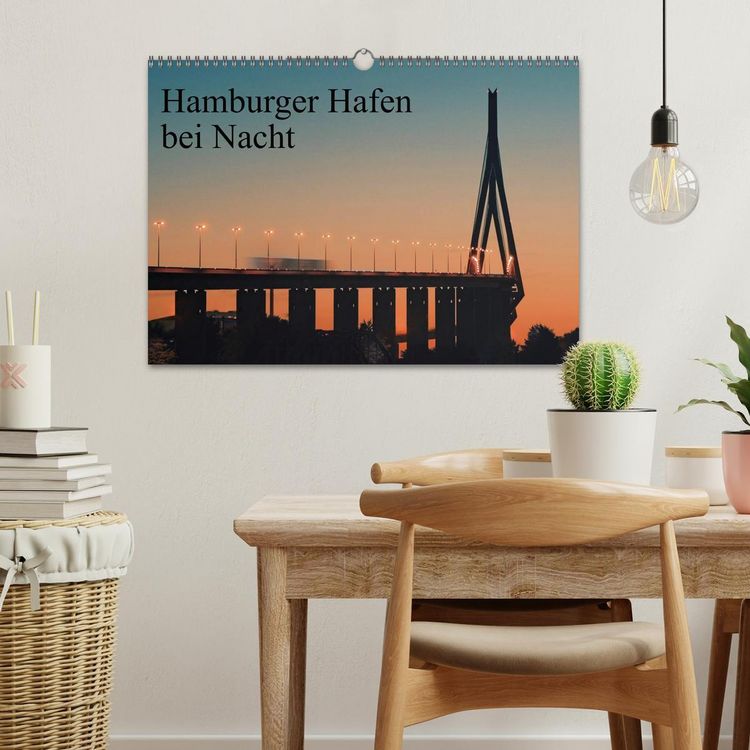 Produktbild: Hamburger Hafen bei Nacht (Wandkalender 2026 DIN A3 quer), CALVENDO Monatskalender