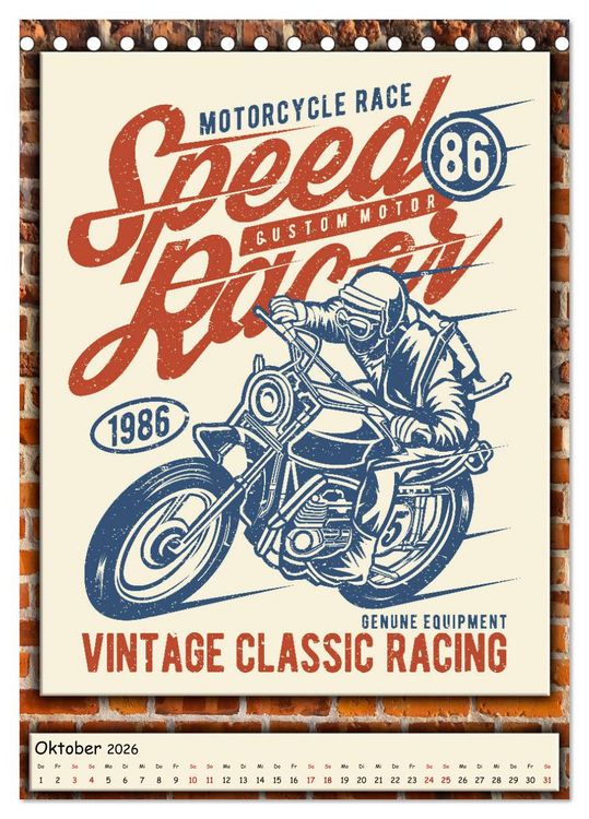 Produktbild: Motorrad - nostalgische Momente (Tischkalender 2026 DIN A5 hoch), CALVENDO Monatskalender