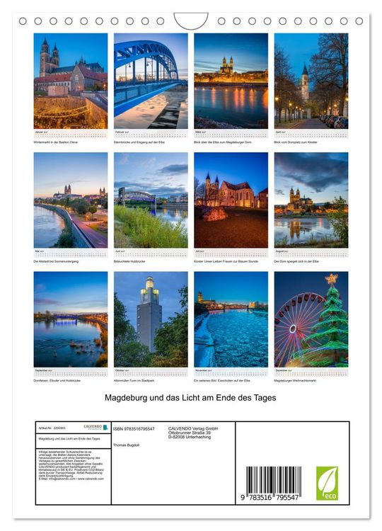 Produktbild: Magdeburg und das Licht am Ende des Tages (Wandkalender 2027 DIN A4 hoch), CALVENDO Monatskalender