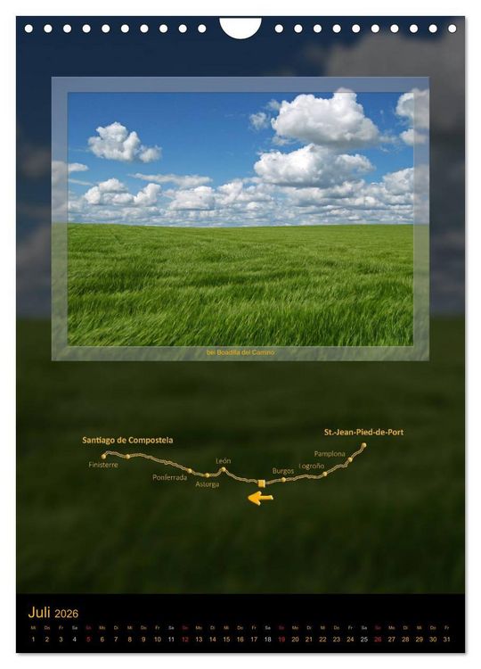 Produktbild: Jakobsweg - Camino Franc&eacute;s (Wandkalender 2026 DIN A4 hoch), CALVENDO Monatskalender