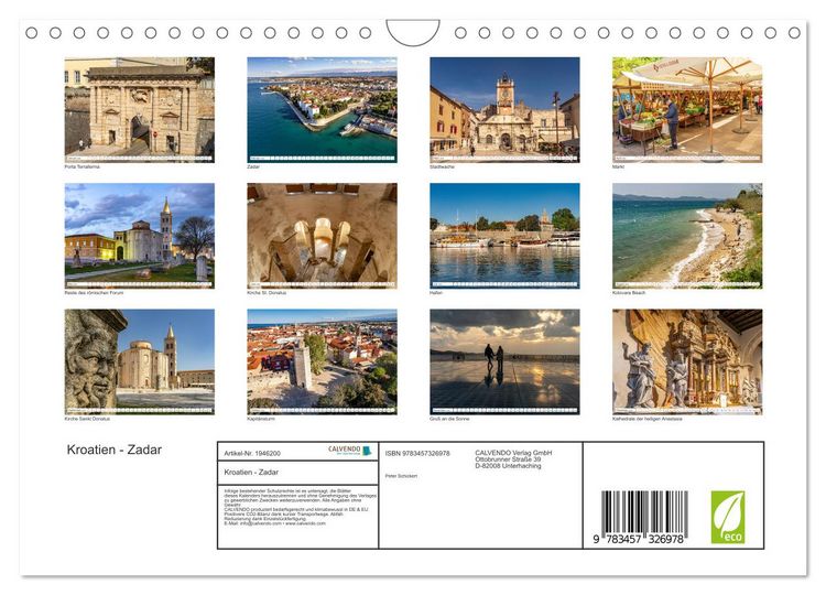 Produktbild: Kroatien - Zadar (Wandkalender 2026 DIN A4 quer), CALVENDO Monatskalender