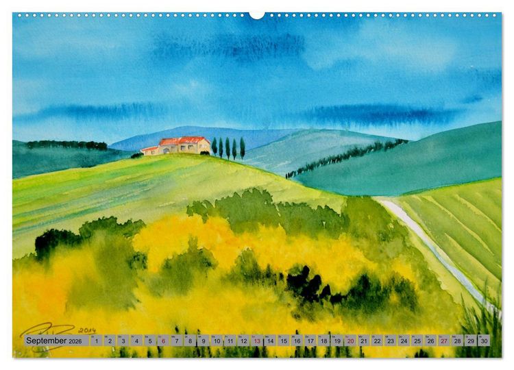 Produktbild: Toskana Aquarelle (hochwertiger Premium Wandkalender 2026 DIN A2 quer), Kunstdruck in Hochglanz