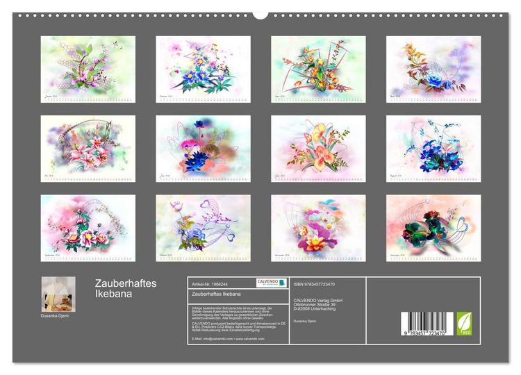 Produktbild: Zauberhaftes Ikebana (hochwertiger Premium Wandkalender 2026 DIN A2 quer), Kunstdruck in Hochglanz