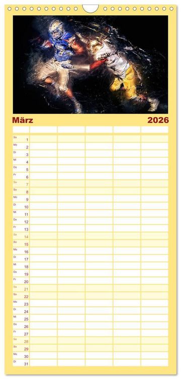 Produktbild: Familienplaner 2026 - American Football - so cool mit 5 Spalten (Wandkalender, 21 x 45 cm) CALVENDO