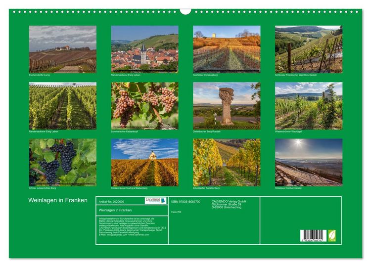 Produktbild: Weinlagen in Franken (Wandkalender 2026 DIN A2 quer), CALVENDO Monatskalender