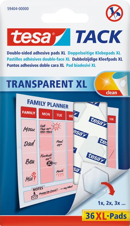 Produktbild: Doppelseitige Klebepds tesa Tack XL, 36 St&uuml;ck.