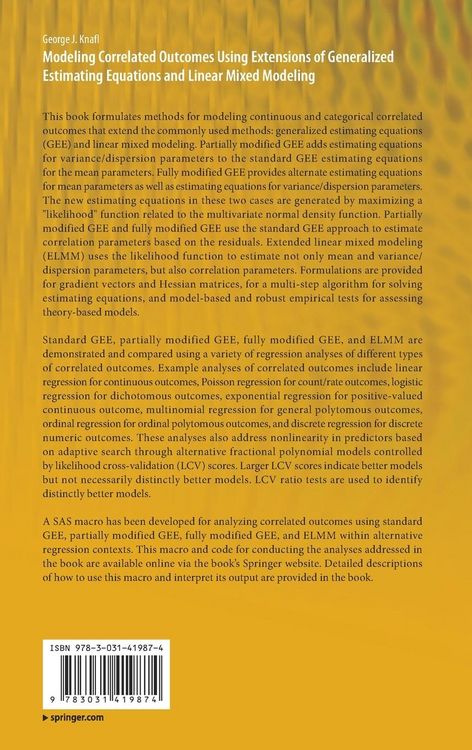 Produktbild: Modeling Correlated Outcomes Using Extensions of Generalized Estimating Equations and Linear Mixed Modeling