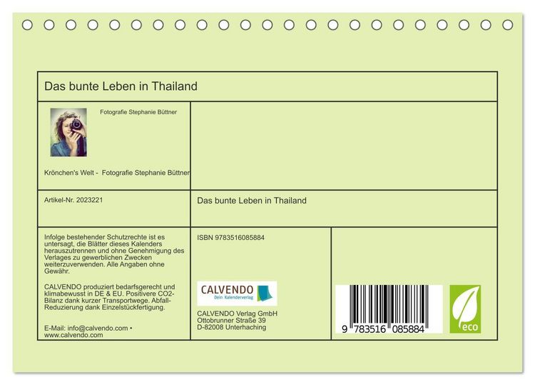 Produktbild: Das bunte Leben in Thailand (Tischkalender 2026 DIN A5 quer), CALVENDO Monatskalender