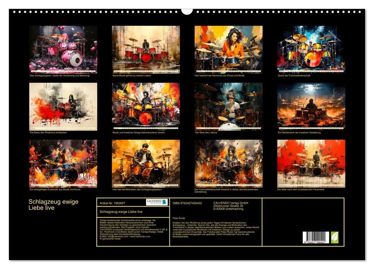 Produktbild: Schlagzeug ewige Liebe live (Wandkalender 2026 DIN A2 quer), CALVENDO Monatskalender
