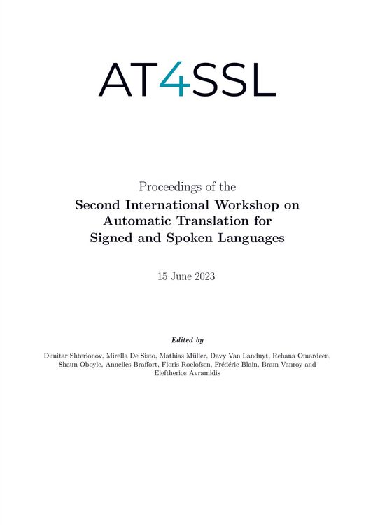 Produktbild: Proceedings of the Second International Workshop on Automatic Translation for Signed and Spoken Languages