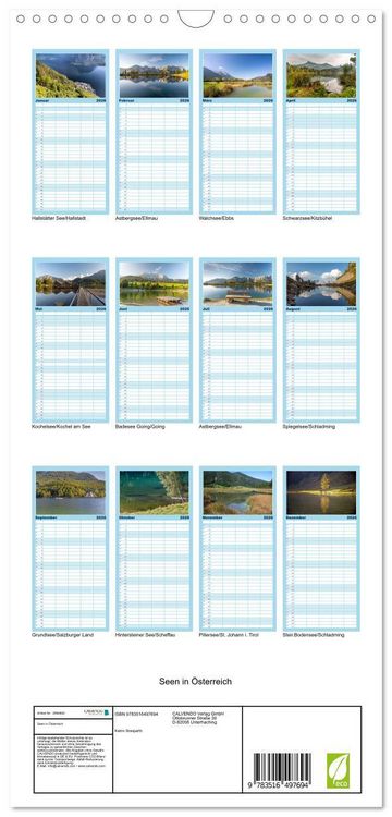 Produktbild: Familienplaner 2026 - Seen in &Ouml;sterreich mit 5 Spalten (Wandkalender, 21 x 45 cm) CALVENDO