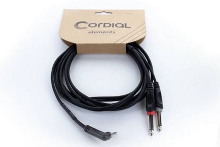 Produktbild: Cordial 14867 Audio Y-Adapter [1x Klinkenstecker 3.5 mm - 2x Klinkenstecker 6.3 mm (mono)] 1.50 m Schwarz PVC-Mantel, Zwillingsleitung