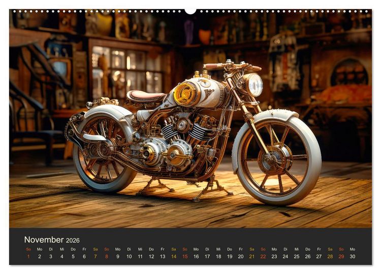 Produktbild: Steampunk Motorr&auml;der (Wandkalender 2026 DIN A2 quer), CALVENDO Monatskalender