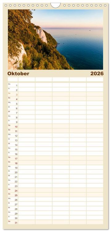 Produktbild: Familienplaner 2026 - OSTSEEK&Uuml;STE Sehnsuchtsorte in Mecklenburg-Vorpommern mit 5 Spalten (Wandkalender, 21 x 45 cm) CALVENDO