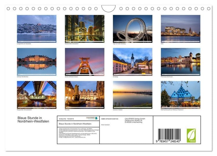 Produktbild: Blaue Stunde in Nordrhein-Westfalen (Wandkalender 2026 DIN A4 quer), CALVENDO Monatskalender