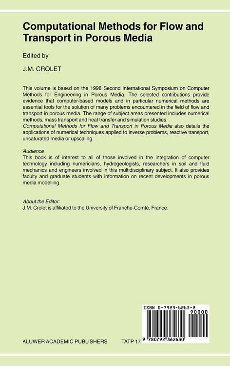Produktbild: Computational Methods for Flow and Transport in Porous Media