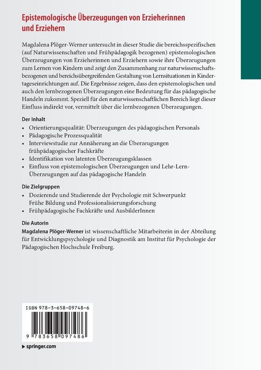 Produktbild: Epistemologische &Uuml;berzeugungen von Erzieherinnen und Erziehern