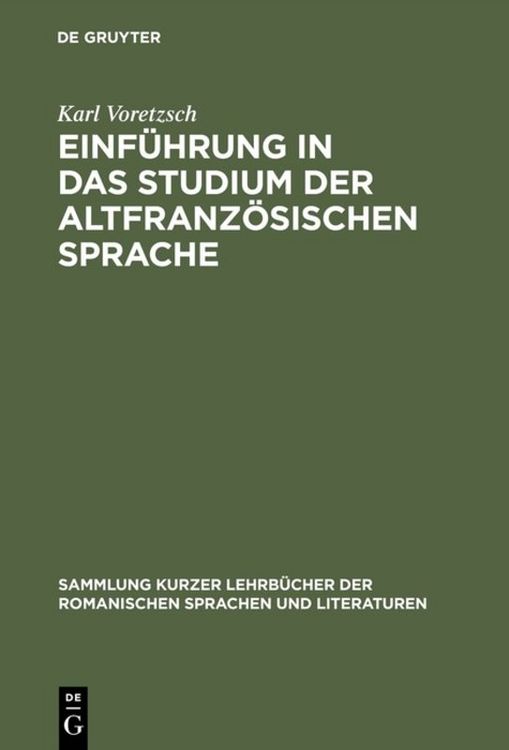 Produktbild: Einf&uuml;hrung in das Studium der altfranz&ouml;sischen Sprache