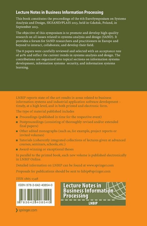 Produktbild: Information Systems: Development, Learning, Security