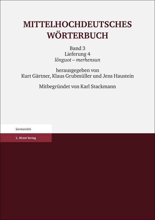 Produktbild: Mittelhochdeutsches W&ouml;rterbuch. Dritter Band, Lieferung 4
