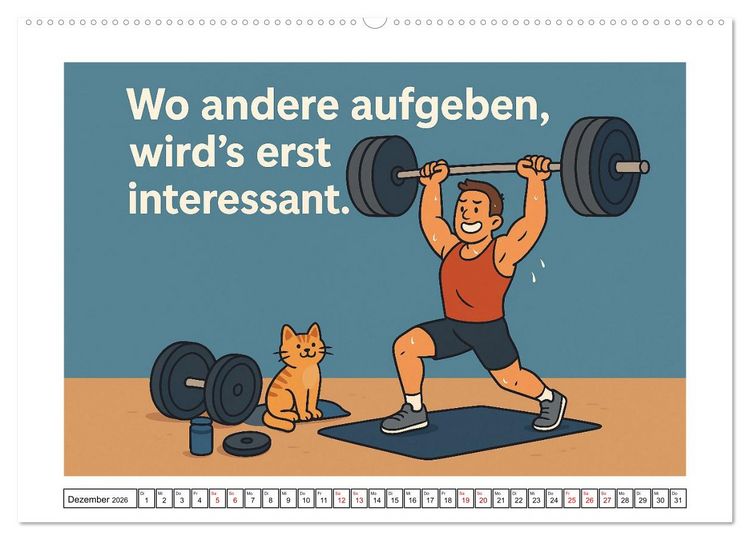 Produktbild: Kraftsport, Hanteln und Humor (Wandkalender 2026 DIN A2 quer), CALVENDO Monatskalender