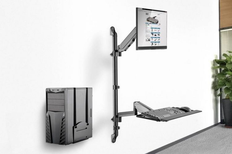 Produktbild: Digitus Monitor-Wandhalterung DA-90372 1 Display(s) 43,2 cm (17") - 81,3 cm (32") Schwarz H&ouml;henverstellbar, Schwenkbar, Neigbar, Neigbar