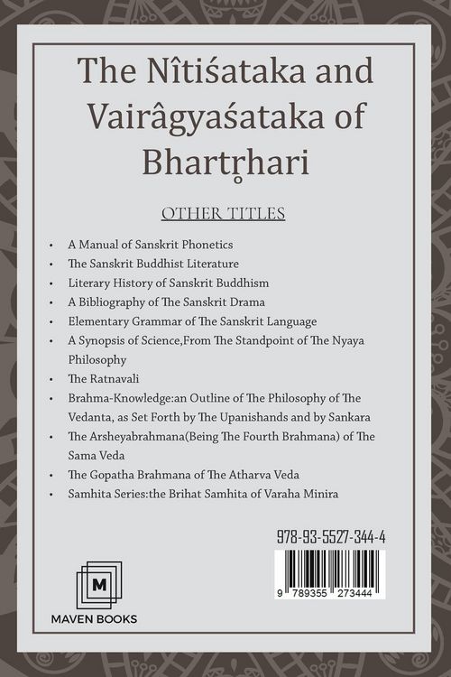 Produktbild: The Nitisataka and Vairagyasataka Of Bhartrhari