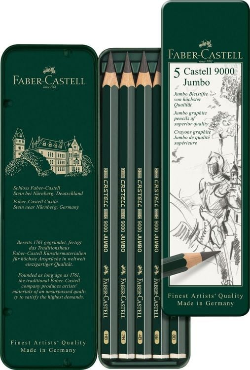 Produktbild: Faber-Castell Bleistifte Castell 9000 Jumbo HB 2B 4B 6B 8B, 5er Set