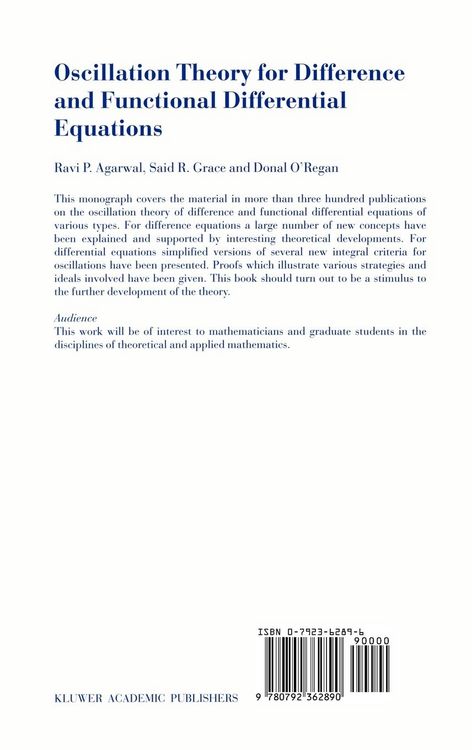 Produktbild: Oscillation Theory for Difference and Functional Differential Equations