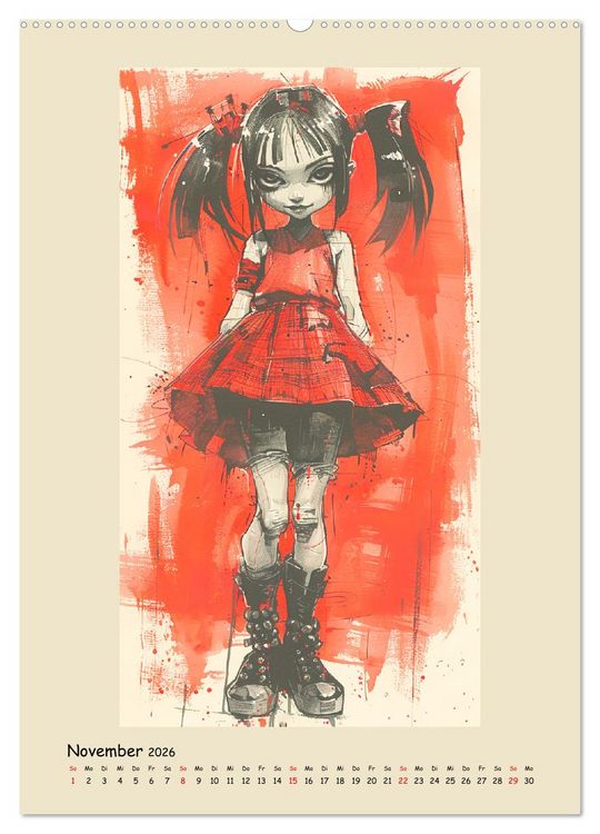 Produktbild: Gothic Punk Girls im k&uuml;nstlerischen Manga-Stil (hochwertiger Premium Wandkalender 2026 DIN A2 hoch), Kunstdruck in Hochglanz