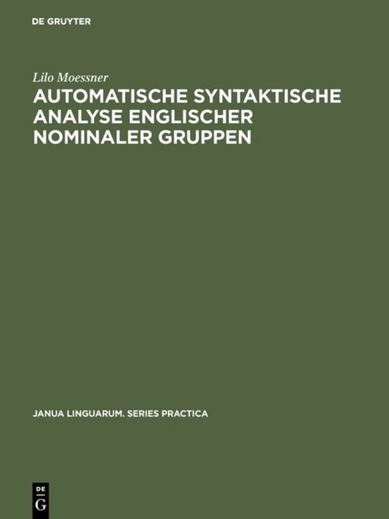 Produktbild: Automatische syntaktische Analyse englischer nominaler Gruppen