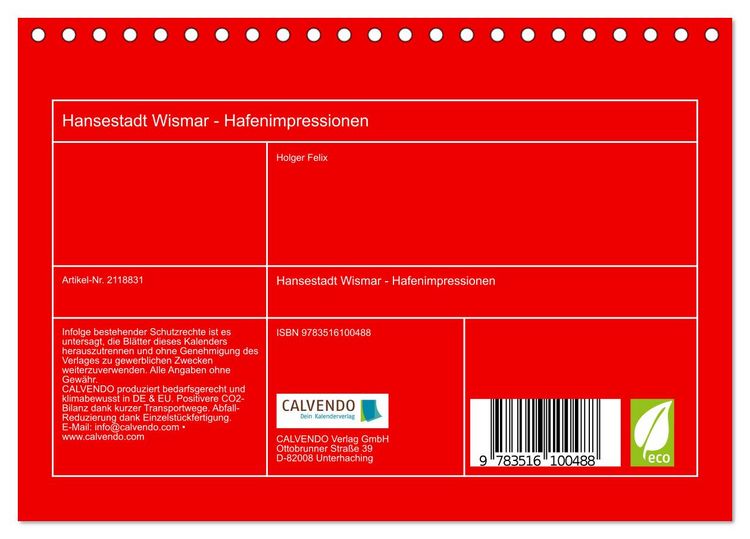 Produktbild: Hansestadt Wismar - Hafenimpressionen (Tischkalender 2026 DIN A5 quer), CALVENDO Monatskalender