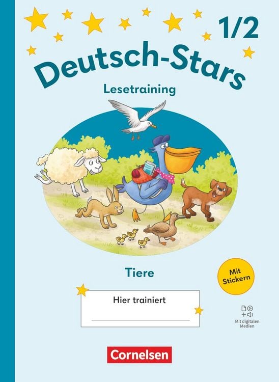 Produktbild: Deutsch-Stars 1./2. Schuljahr - Lesetraining Ausgabe 2025 - Lesetraining f&uuml;r Tierfreunde - &Uuml;bungsheft - Mit L&ouml;sungen und digitalen Medien