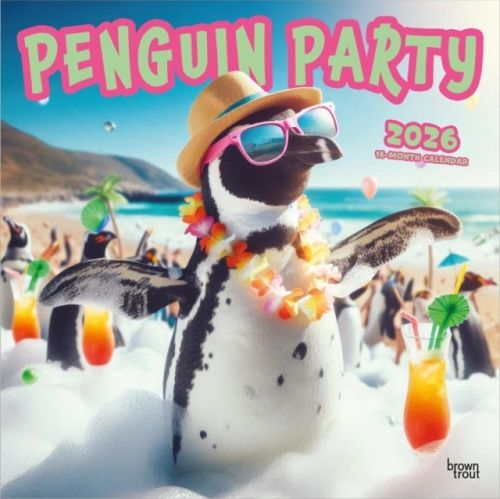 Produktbild: Penguin Party 2026 12 X 24 Inch (Hanging) Monthly Square Wall Calendar Plastic-Free