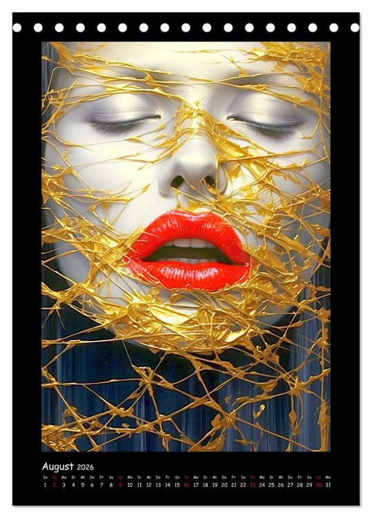 Produktbild: Goldene Portraits. Fusion von Kunst und &Auml;sthetik (Tischkalender 2026 DIN A5 hoch), CALVENDO Monatskalender