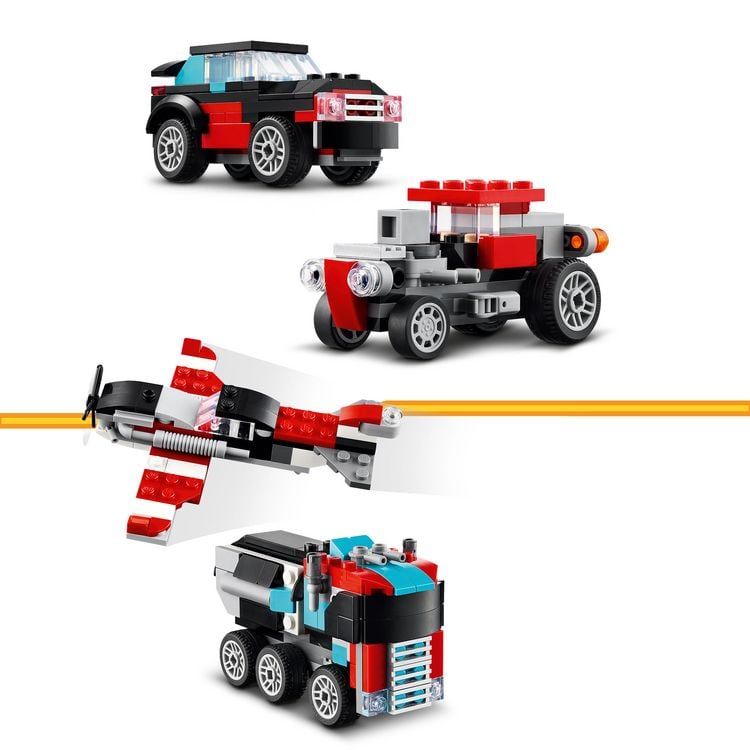 Produktbild: LEGO Creator 3in1 31146 Tieflader mit Hubschrauber, LKW-Spielzeug