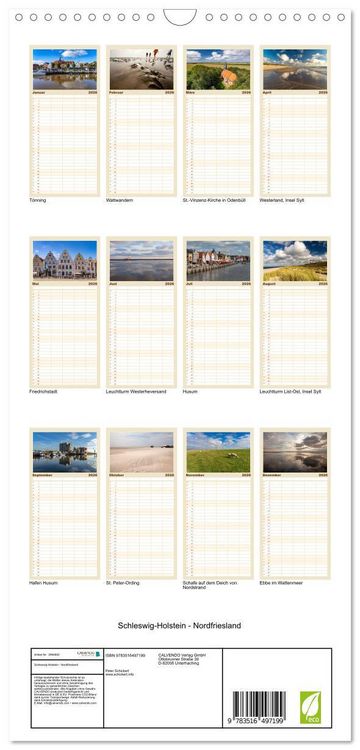 Produktbild: Familienplaner 2026 - Schleswig-Holstein - Nordfriesland mit 5 Spalten (Wandkalender, 21 x 45 cm) CALVENDO