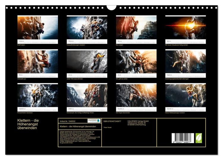 Produktbild: Klettern - die H&ouml;henangst &uuml;berwinden (Wandkalender 2026 DIN A3 quer), CALVENDO Monatskalender